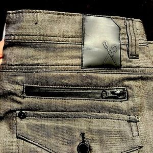 MARC ECKO CUT & SEW SHINY CHARCOAL GREY JEANS 33W / 30L